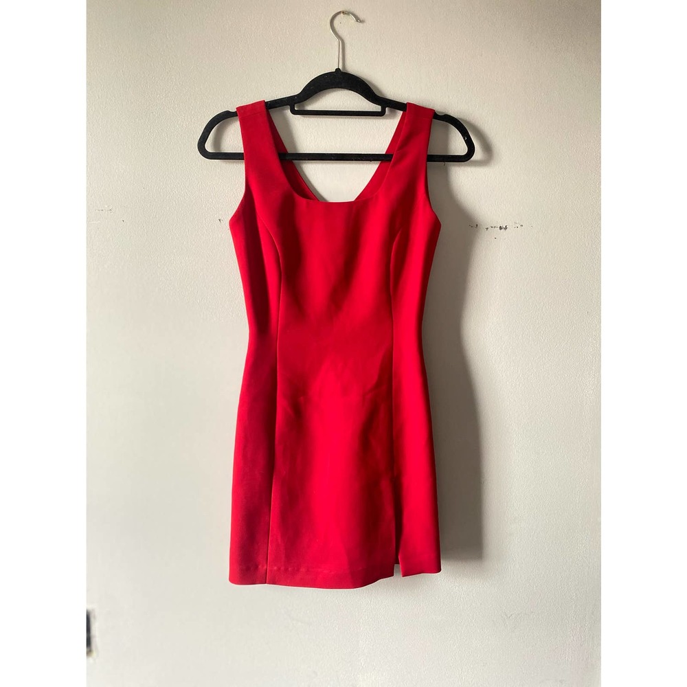 Womens Red Sheath Split Dress